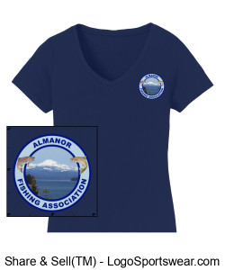 Women's V-Neck T-Shirt - Navy Design Zoom